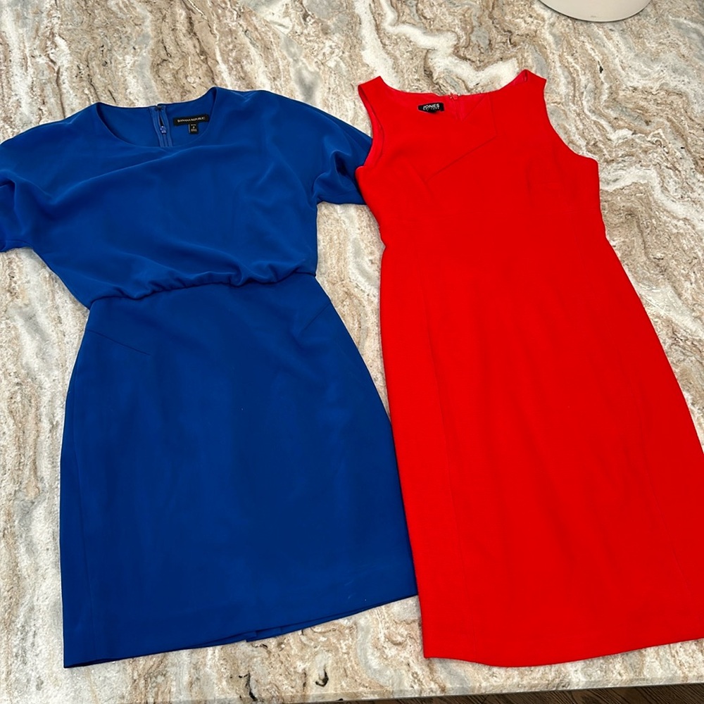 Banana Republic Blue and Red Midi Dresses